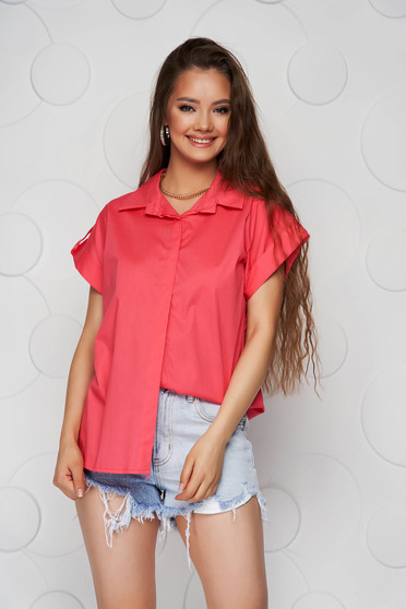 Coral women`s shirt basic loose fit short sleeve