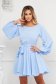 Light Blue Georgette Short Skater Dress with Waist Elastic and Puff Sleeves - StarShinerS 1 - StarShinerS.com