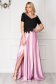 Lightpink dress from satin cloche occasional slit on the shoulders with embellished accessories 1 - StarShinerS.com