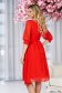 Rochie din material vaporos corai midi in clos cu broderie florala realizata in atelierele proprii- StarShinerS 2 - StarShinerS.ro