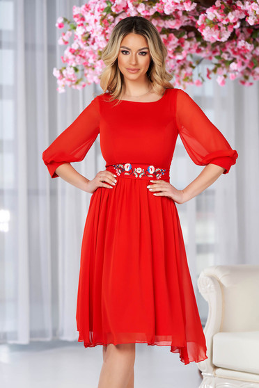 Online Dresses, - StarShinerS coral dress midi cloche airy fabric - StarShinerS.com