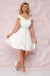 White dress from satin cloche occasional on the shoulders short cut 3 - StarShinerS.com