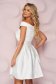 White dress from satin cloche occasional on the shoulders short cut 2 - StarShinerS.com