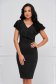 Black midi pencil dress made of elastic material with frills on the neckline line - StarShinerS 1 - StarShinerS.com