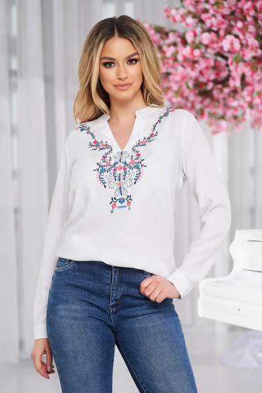 Blouses, White women`s blouse loose fit cotton - StarShinerS.com