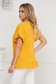 Mustard women`s blouse loose fit airy fabric with ruffle details 2 - StarShinerS.com