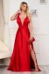 Red dress occasional long cloche from satin with deep cleavage 3 - StarShinerS.com