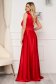 Red dress occasional long cloche from satin with deep cleavage 2 - StarShinerS.com