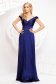 Dark blue dress long cloche from satin naked shoulders 1 - StarShinerS.com