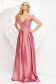 Lightpink dress long cloche from satin naked shoulders with bow 1 - StarShinerS.com