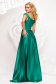 Green dress long cloche from satin naked shoulders with bow 2 - StarShinerS.com