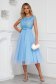 Dress StarShinerS lightblue midi occasional cloche laced from tulle accessorized with tied waistband 3 - StarShinerS.com