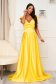 Yellow dress long cloche from satin naked shoulders with bow 1 - StarShinerS.com
