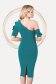Turquoise dress occasional midi pencil one shoulder with ruffled sleeves 2 - StarShinerS.com