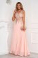 Peach dress long occasional cloche from tulle front embroidery with crystal embellished details 1 - StarShinerS.com