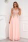Peach dress long occasional cloche from tulle front embroidery with crystal embellished details 2 - StarShinerS.com