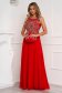 Red dress long occasional cloche from tulle front embroidery with crystal embellished details 2 - StarShinerS.com