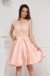 Lightpink dress short cut occasional laced from satin fabric texture cloche 1 - StarShinerS.com