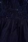 Rochie din material satinat albastru-inchis scurta in clos cu aplicatii cu paiete si dantela - Lady Pandora 4 - StarShinerS.ro