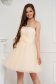 Cream dress short cut occasional from tulle with lace details with bow 1 - StarShinerS.com