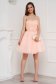 Lightpink dress short cut occasional from tulle with lace details with bow 2 - StarShinerS.com
