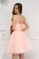 Lightpink dress short cut occasional from tulle with lace details with bow 3 - StarShinerS.com