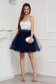 Darkblue dress short cut occasional cloche with crystal embellished details from tulle 3 - StarShinerS.com