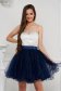 Darkblue dress short cut occasional cloche with crystal embellished details from tulle 1 - StarShinerS.com