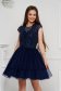 Darkblue dress short cut cloche from tulle with sequin embellished details sleeveless 1 - StarShinerS.com