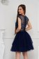 Darkblue dress short cut cloche from tulle with sequin embellished details sleeveless 2 - StarShinerS.com