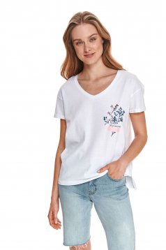 White t-shirt loose fit cotton with graphic details