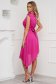Fuchsia dress elegant asymmetrical cloche voile fabric allure of satin accessorized with tied waistband 2 - StarShinerS.com