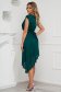 Darkgreen dress elegant asymmetrical cloche voile fabric allure of satin accessorized with tied waistband 2 - StarShinerS.com