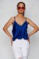 Blue top shirt from satin loose fit with lace details 1 - StarShinerS.com