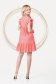 Loose fit with pockets with ruffle details linen short cut coral dress 3 - StarShinerS.com