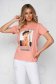 Pink t-shirt cotton loose fit with rounded cleavage 1 - StarShinerS.com