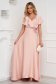 StarShinerS lightpink dress occasional long from veil fabric frilly trim around cleavage line cloche 4 - StarShinerS.com