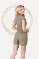 Khaki jumpsuit short cut linen with pockets detachable cord 2 - StarShinerS.com