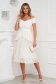 StarShinerS white dress cloche midi laced with v-neckline occasional cloth 1 - StarShinerS.com