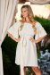 StarShinerS ivory dress cloche midi from satin occasional naked shoulders with bell sleeve 1 - StarShinerS.com