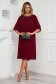 From veil fabric midi loose fit with crystal embellished details burgundy dress 2 - StarShinerS.com