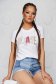 White t-shirt cotton loose fit with rounded cleavage with graphic details 1 - StarShinerS.com