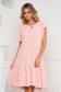 Peach dress midi loose fit airy fabric with ruffle details 1 - StarShinerS.com