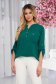 Green women`s blouse loose fit a front pocket georgette 1 - StarShinerS.com