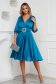 Turquoise dress elegant midi cloche from satin buckle accessory 1 - StarShinerS.com