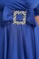 Rochie din voal satinat albastra midi in clos accesorizata cu o catarama - PrettyGirl 4 - StarShinerS.ro