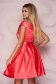 Coral dress from satin cloche occasional on the shoulders short cut 2 - StarShinerS.com