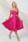 Rochie din tafta fuchsia midi in clos cu umeri goi - PrettyGirl 3 - StarShinerS.ro