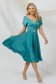 Turquoise dress cloche midi taffeta naked shoulders 1 - StarShinerS.com