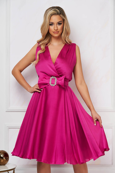 Online Dresses, Fuchsia dress midi cloche from veil fabric detachable cord - StarShinerS.com